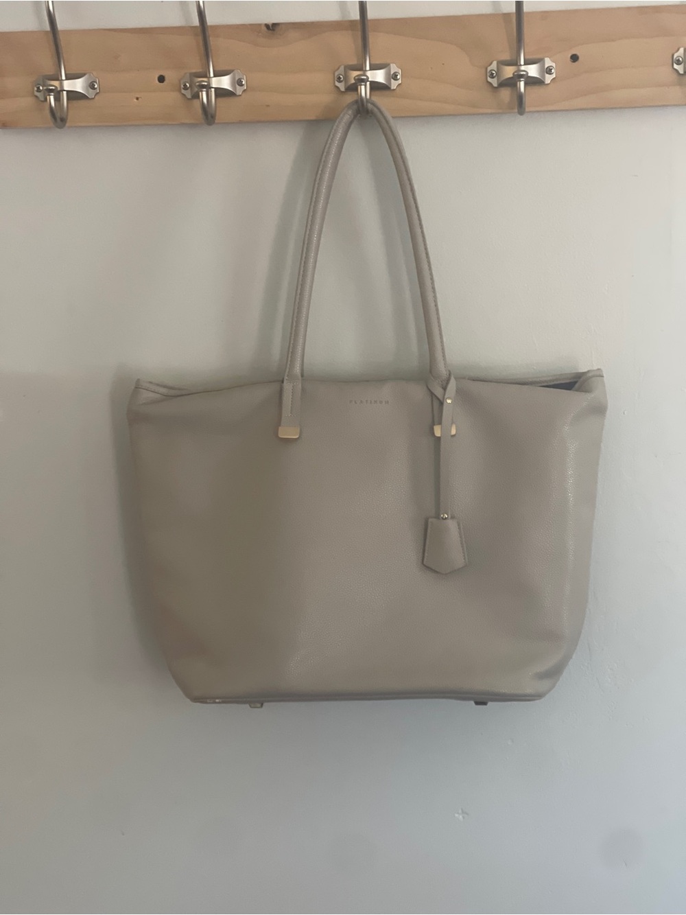 Leather Laptop Tote with Gold Accents